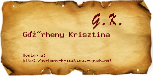 Görheny Krisztina névjegykártya